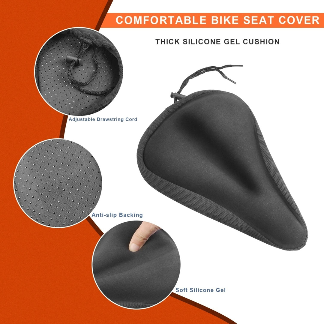 Bike Seat Cover Comfortable Anti-Slip 3D Padded Saddle Gel Cushion 11x7 in Image 4