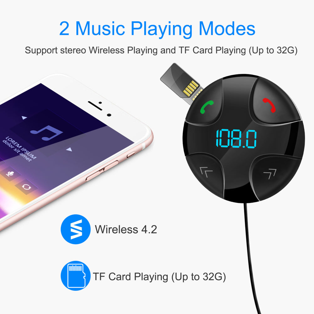 Car Wireless FM Transmitter V4.2 Car MP3 Player 3.4A Dual USB Charge Image 2