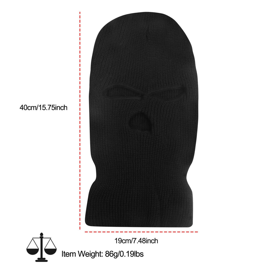 Balaclava Face Mask 3-Hole Knitted Windproof Ski Mask Full Face Cover Winter Mask Image 3