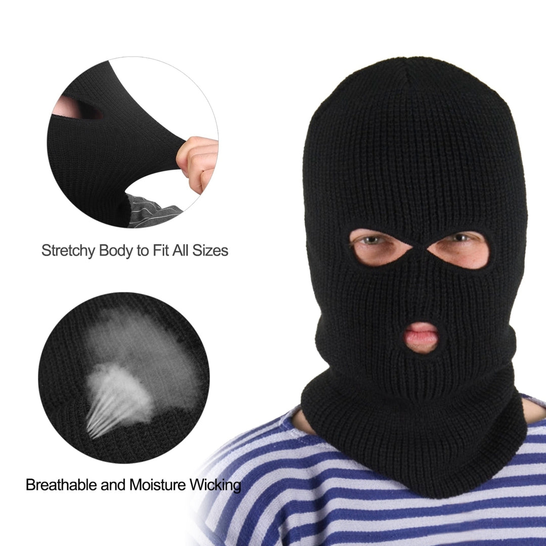 Balaclava Face Mask 3-Hole Knitted Windproof Ski Mask Full Face Cover Winter Mask Image 4