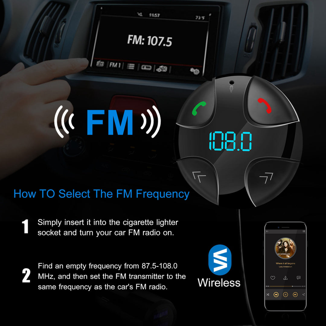 Car Wireless FM Transmitter V4.2 Car MP3 Player 3.4A Dual USB Charge Image 4