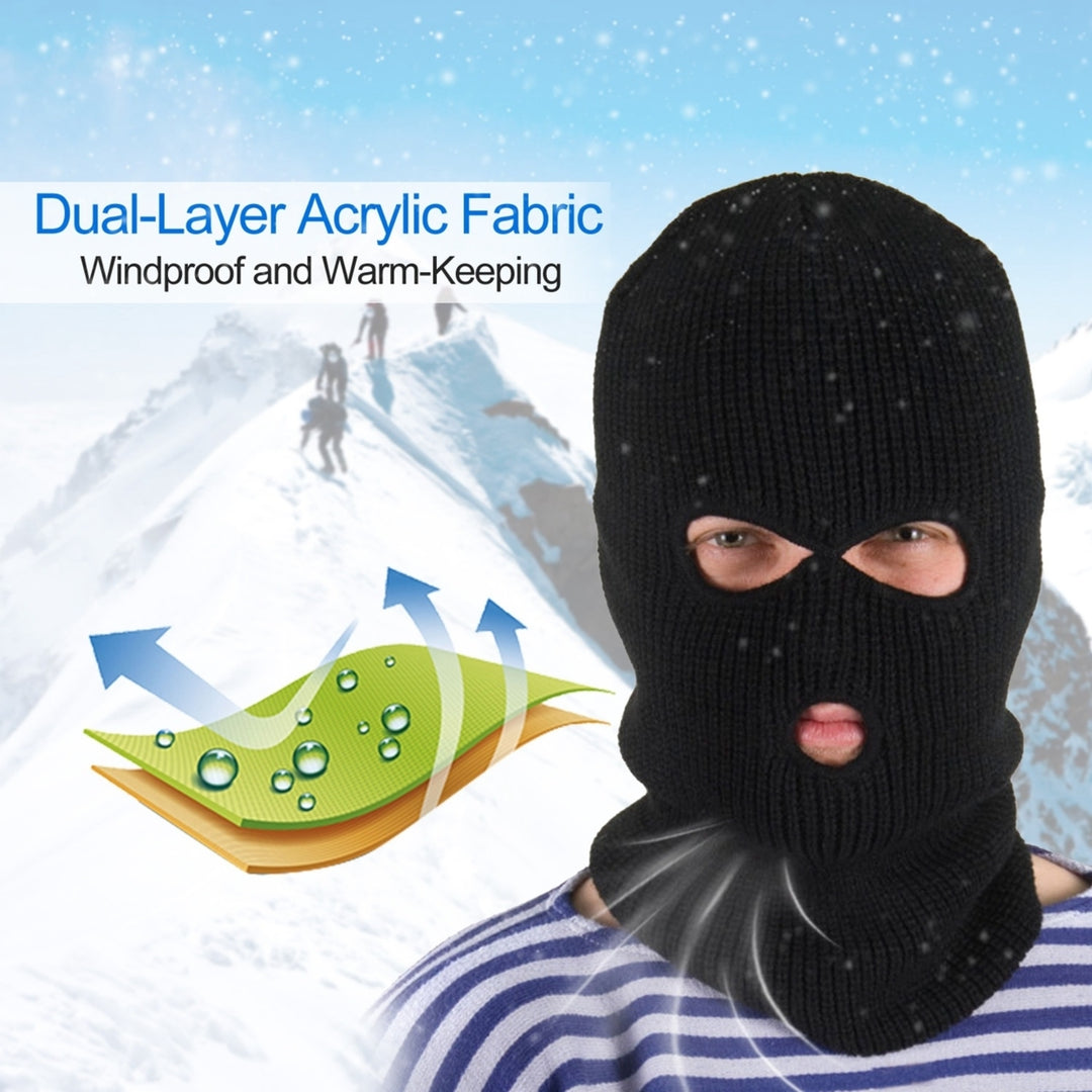 Balaclava Face Mask 3-Hole Knitted Windproof Ski Mask Full Face Cover Winter Mask Image 4