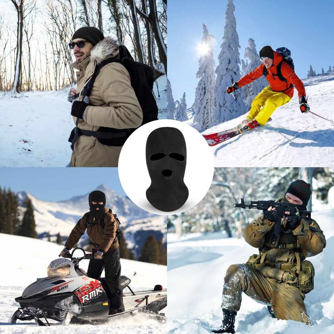 Balaclava Face Mask 3-Hole Knitted Windproof Ski Mask Full Face Cover Winter Mask Image 7