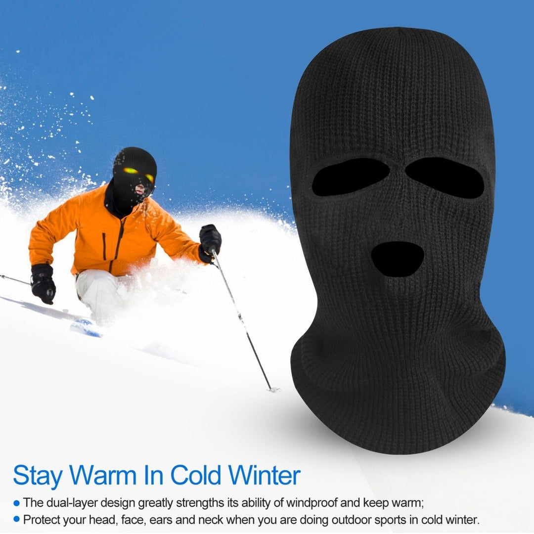 Balaclava Face Mask 3-Hole Knitted Windproof Ski Mask Full Face Cover Winter Mask Image 8