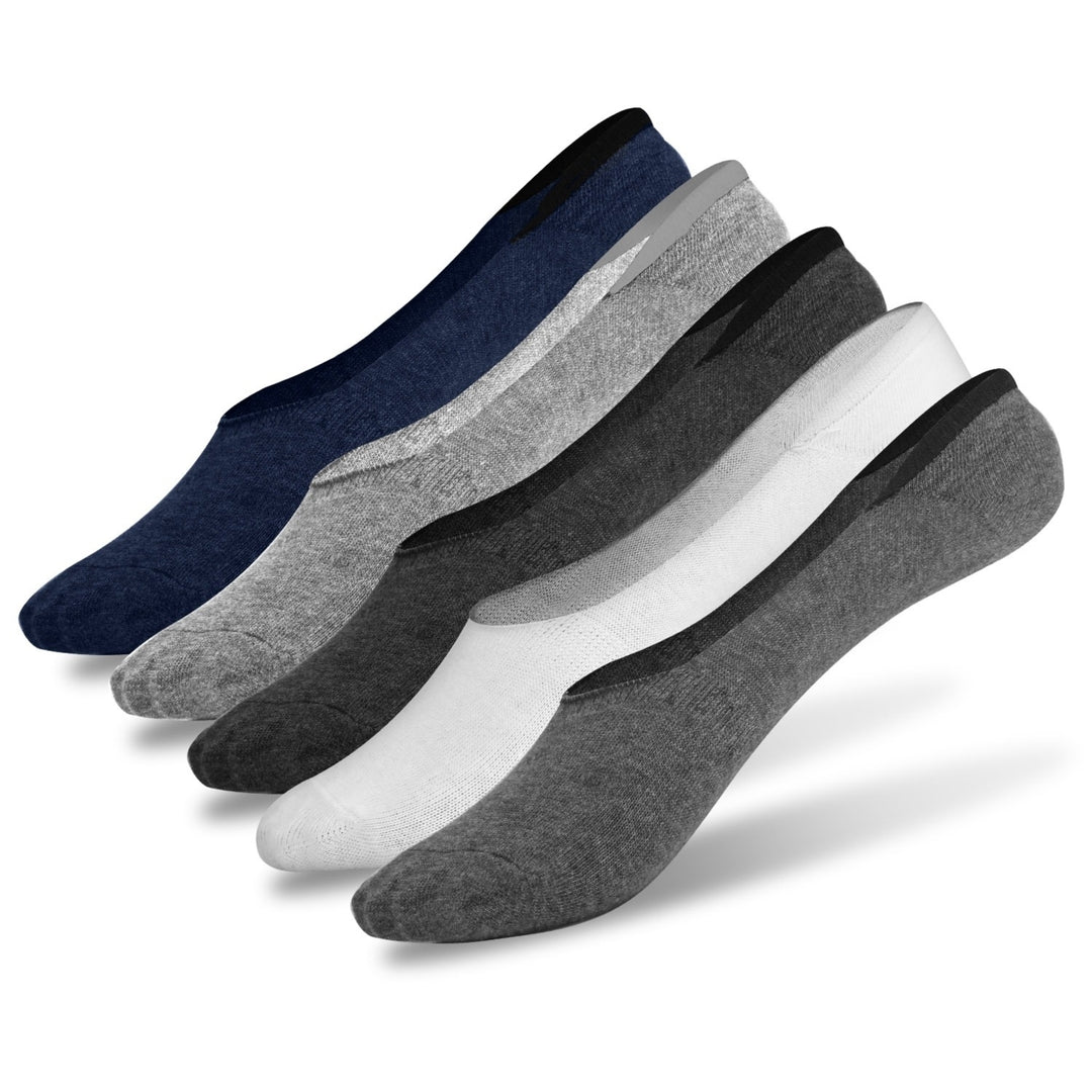 No Show Socks 5 Pairs Breathable Boat Socks Non-slip Low Cut Invisible Socks Image 1