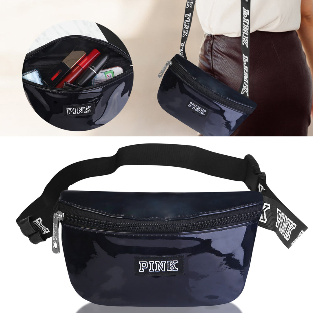 Women Shiny Leather Waist Pack Bag Adjustable Belt Bag Image 2