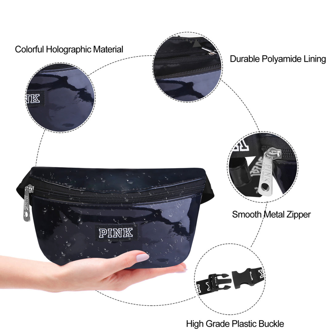 Women Shiny Leather Waist Pack Bag Adjustable Belt Bag Image 4
