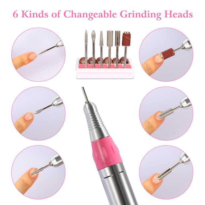 Professional Acrylic Nail Drill Machine 30000RPM Electric Handpiece Pink Image 4