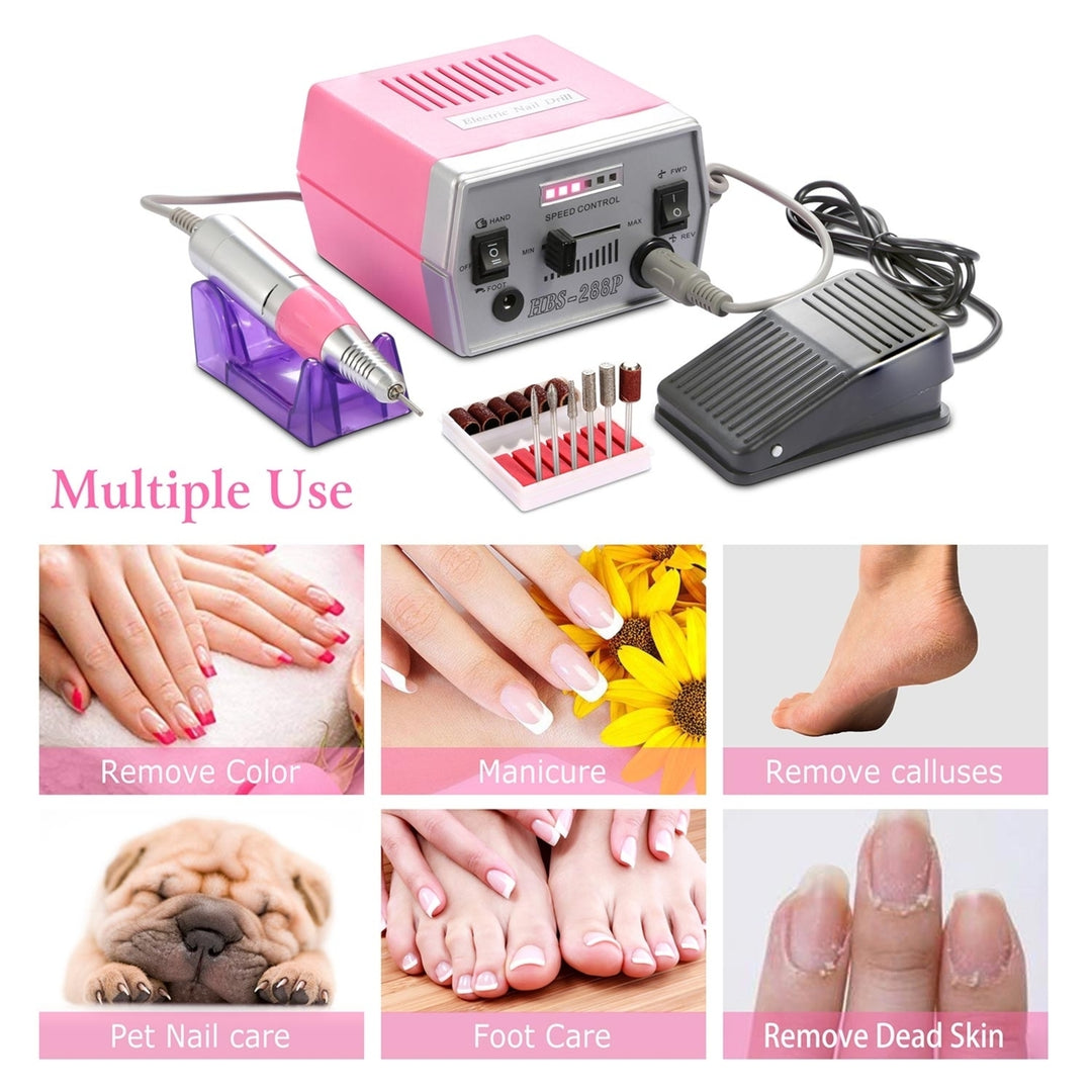 Professional Acrylic Nail Drill Machine 30000RPM Electric Handpiece Pink Image 4