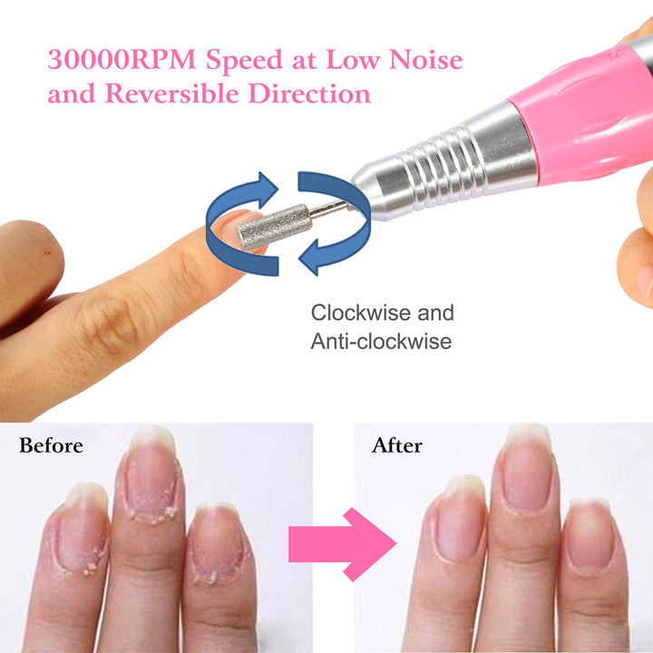 Professional Acrylic Nail Drill Machine 30000RPM Electric Handpiece Pink Image 7