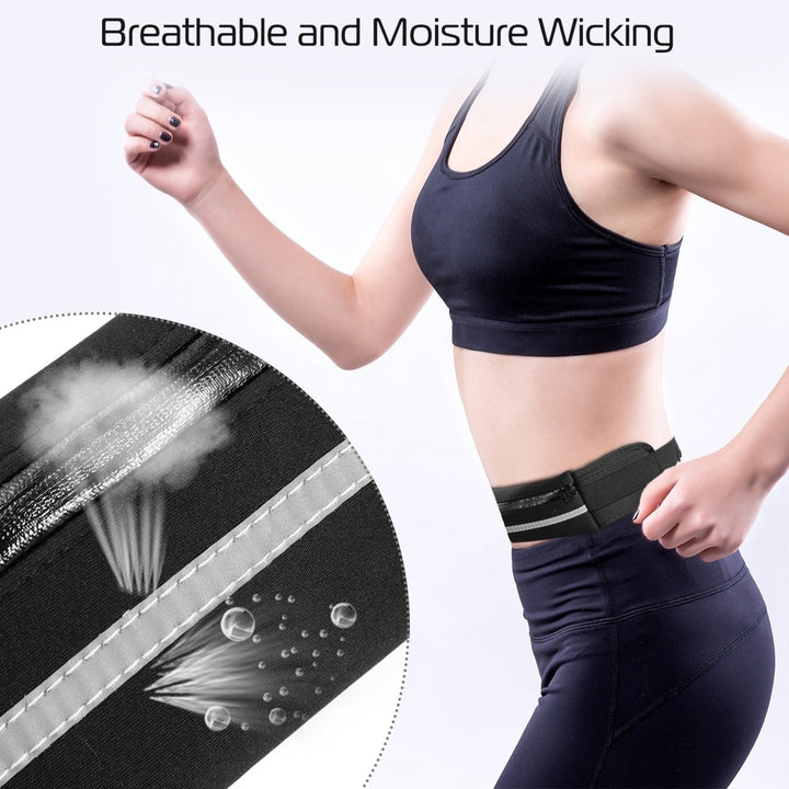 Adjustable Waterproof Running Belt Pack Black Lightweight for Phone with Earphone Hole Image 4