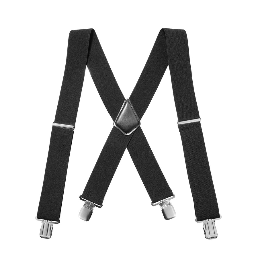 Men X-Back Suspenders Solid Braces Suspenders Heavy Duty 4 Clasps Image 1