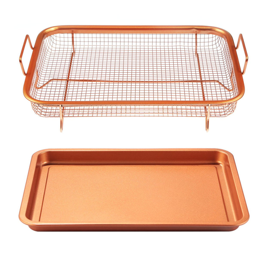 Crisper Tray Set Non Stick Cookie Sheet Tray Air Fry Pan Grill Basket Oven Dishwasher Image 6