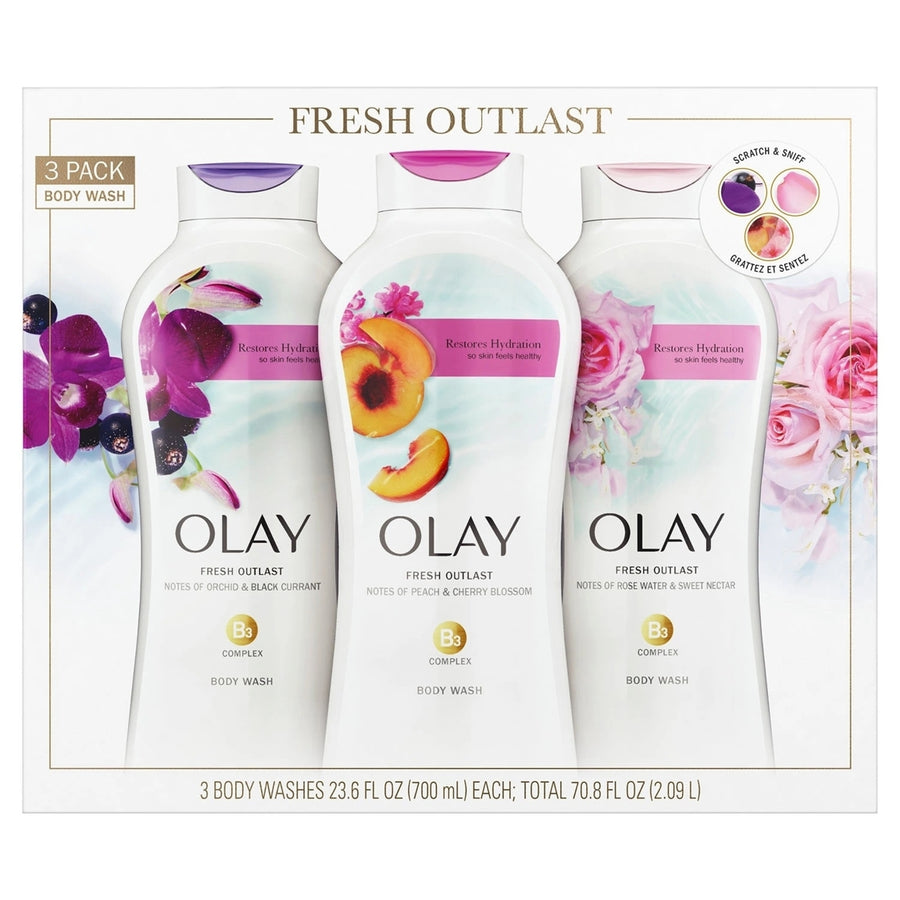 Olay Fresh Outlast Body Wash, 23.6 Fluid Ounce (Pack of 3) Image 1