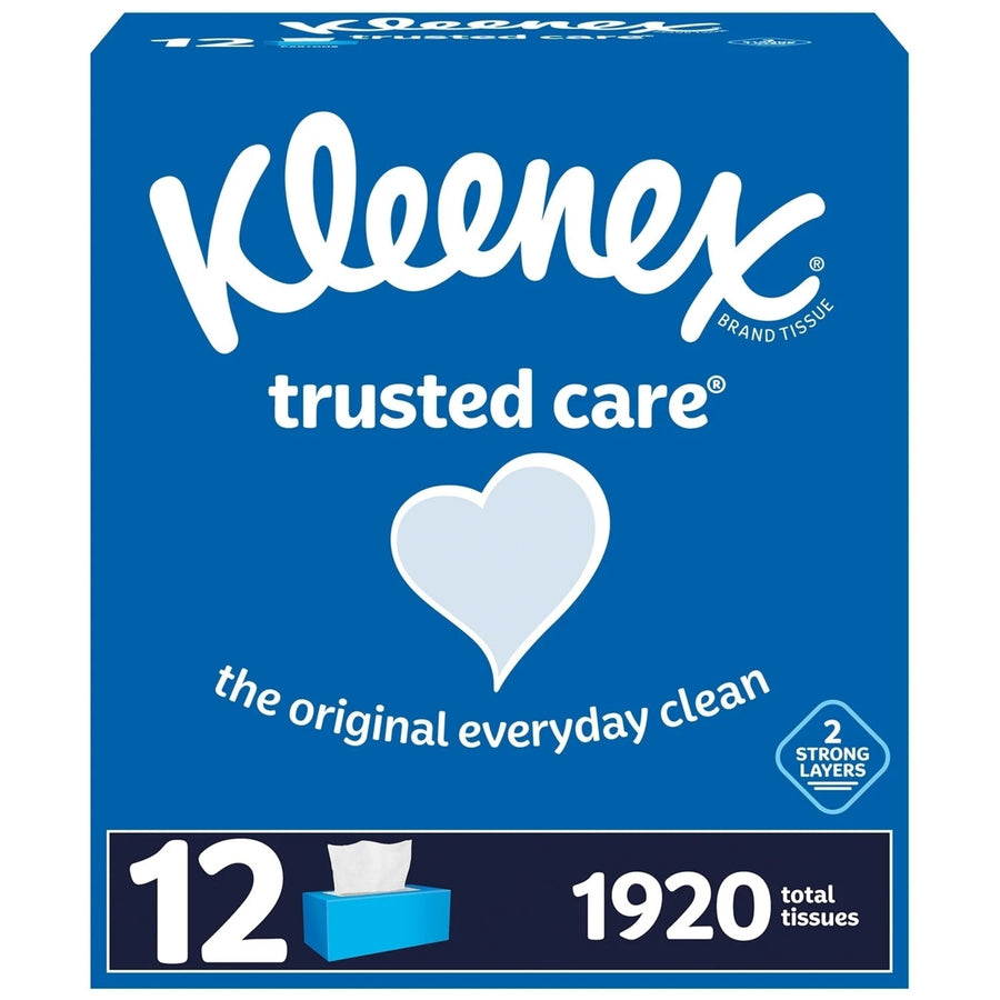 Kleenex Trusted Care 2-ply Facial TissuesFlat Boxes (160 Tissue/Box12 Boxes) Image 1