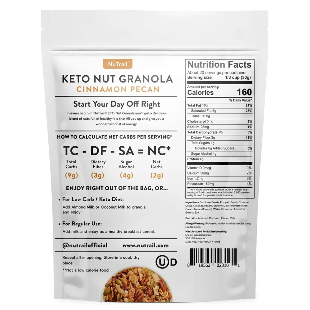 NuTrail Low Carb Keto Nut Granola Cinnamon Pecan (22 Ounce) Image 2