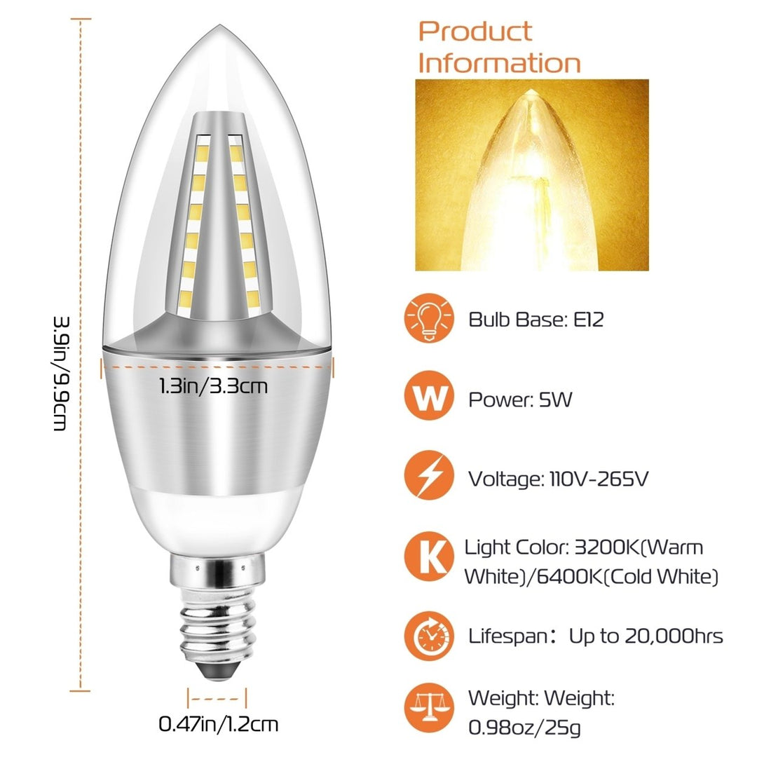 4pcs 5W E12 Candelabra Bulbs 600 LM 50W Equivalent Candle Light Image 3