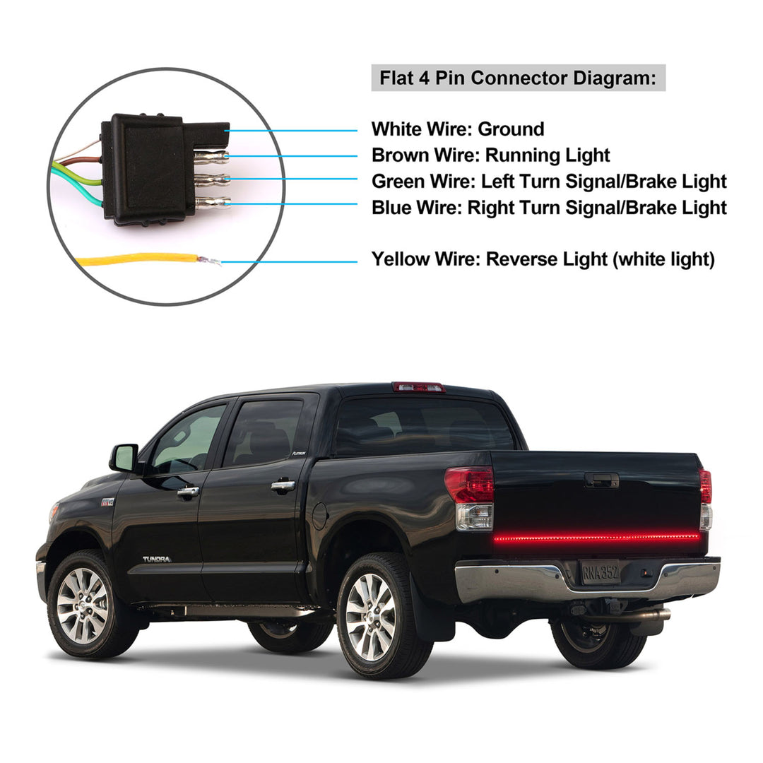 60in Truck Tailgate Brake Reverse Turn Signal LED Light Strip Image 4