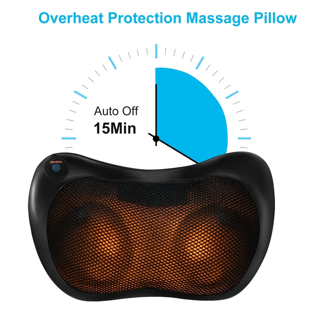 Back Neck Massage Pillow Kneading Massager with Infrared Heating Black 30x16cm Image 7