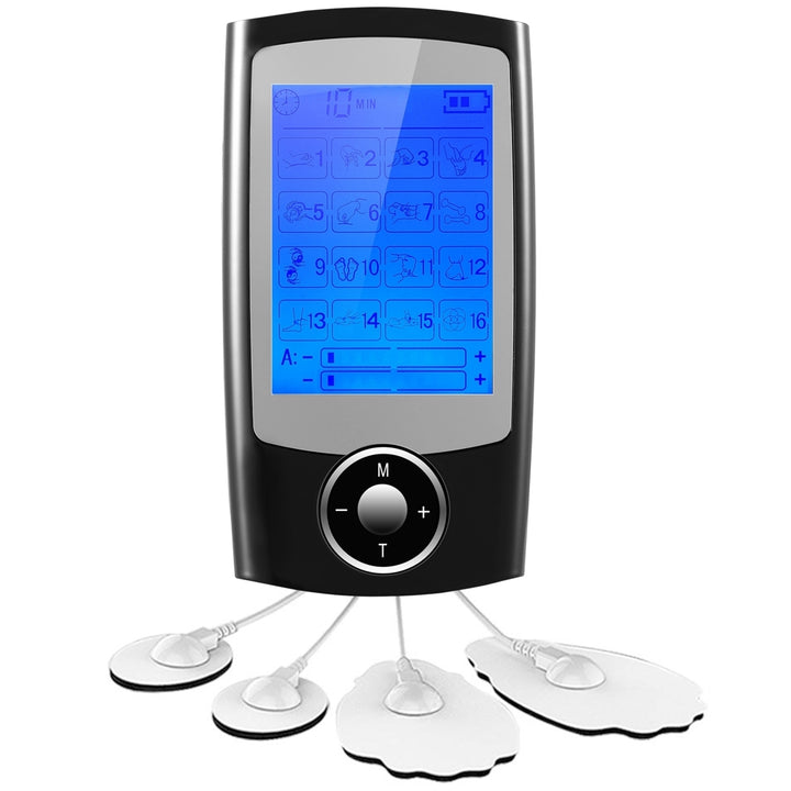 Rechargeable Tens Unit Machine Impulse Massager 16 Modes Rechargeable Black Image 1