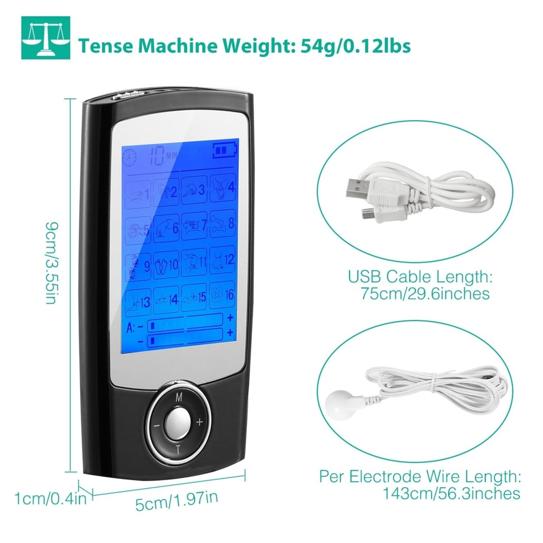 Rechargeable Tens Unit Machine Impulse Massager 16 Modes Rechargeable Black Image 9