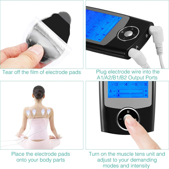 Rechargeable Tens Unit Machine Impulse Massager 16 Modes Rechargeable Black Image 10