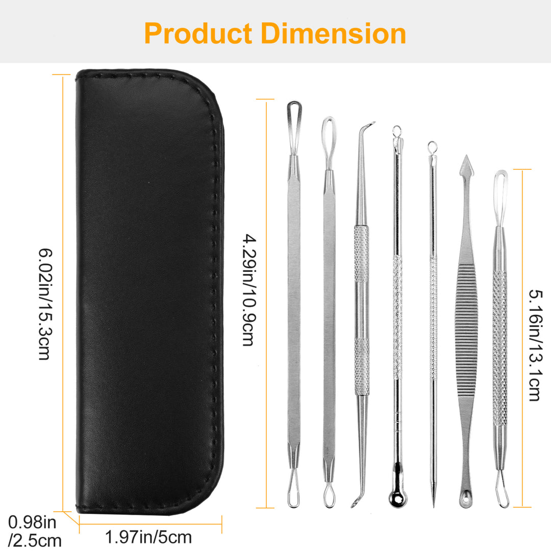 7 Pcs Blackhead Remover Kit Stainless Steel Pimple Comedone Acne Extractor Image 3