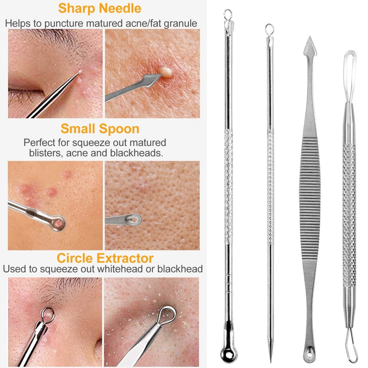 7 Pcs Blackhead Remover Kit Stainless Steel Pimple Comedone Acne Extractor Image 4