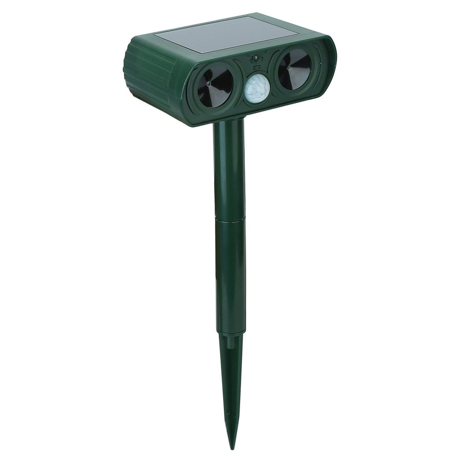 Solar Powered Ultrasonic Animal Repeller Waterproof Motion Sensor Green 2430 ft Image 1