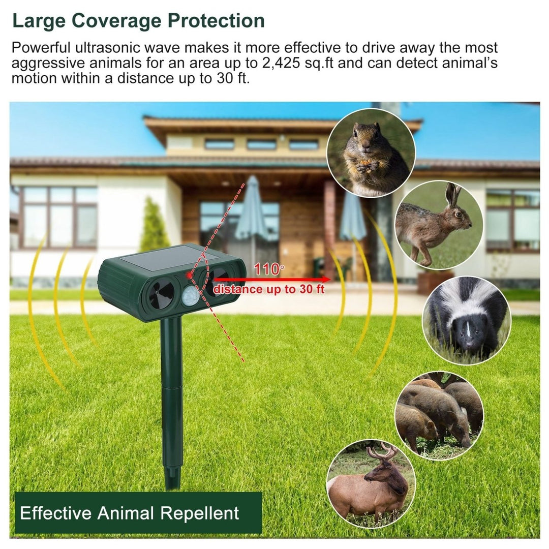 Solar Powered Ultrasonic Animal Repeller Waterproof Motion Sensor Green 2430 ft Image 4