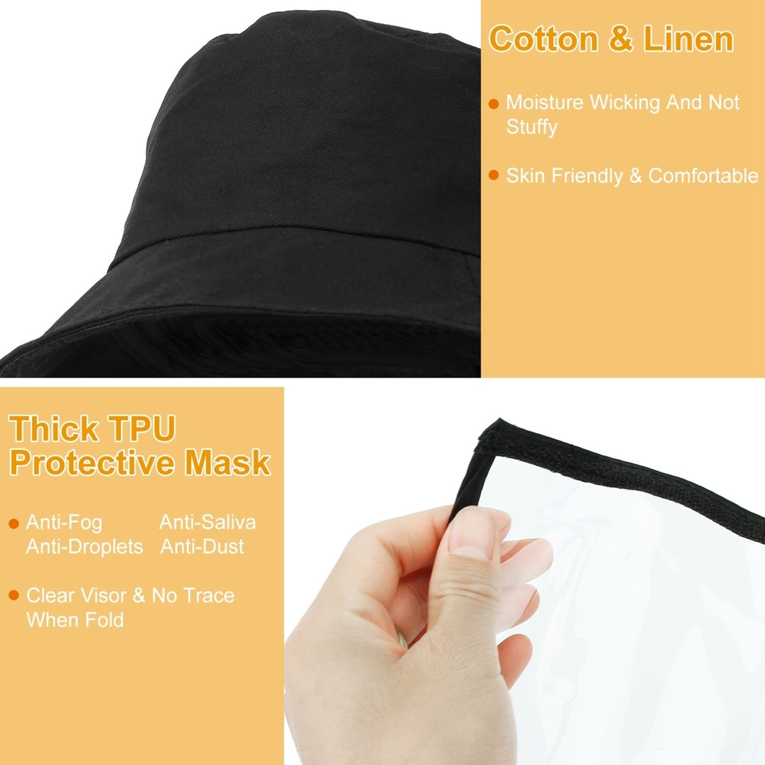 Fishman Hat Protective Face Shield Removable Sun Bucket Cap Face Cover Black Image 3