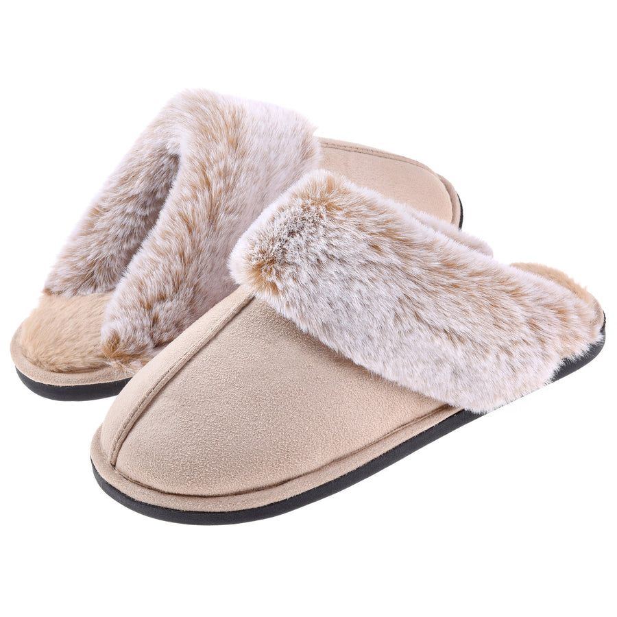 Womens Scuff Slippers Cozy Memory Foam Fuzzy Slip-On Comfort House Shoes Indoor Outdoor Image 1
