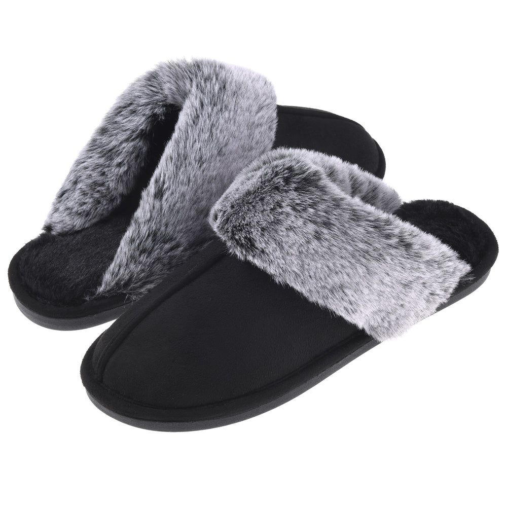 Womens Scuff Slippers Cozy Memory Foam Fuzzy Slip-On Comfort House Shoes Indoor Outdoor Image 2