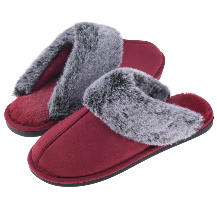 Womens Cozy Scuff Slippers Memory Foam Faux faux Indoor Outdoor Non-Slip Shoes Image 4