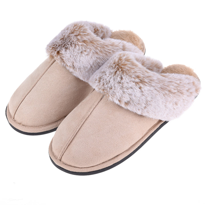 Womens Cozy Scuff Slippers Memory Foam Faux faux Indoor Outdoor Non-Slip Shoes Image 7