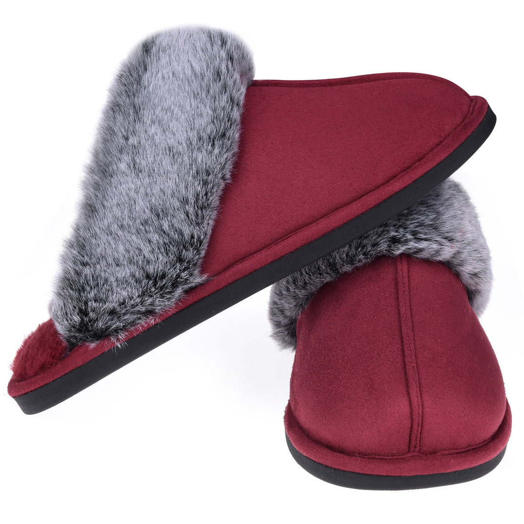 Womens Cozy Scuff Slippers Memory Foam Faux faux Indoor Outdoor Non-Slip Shoes Image 11