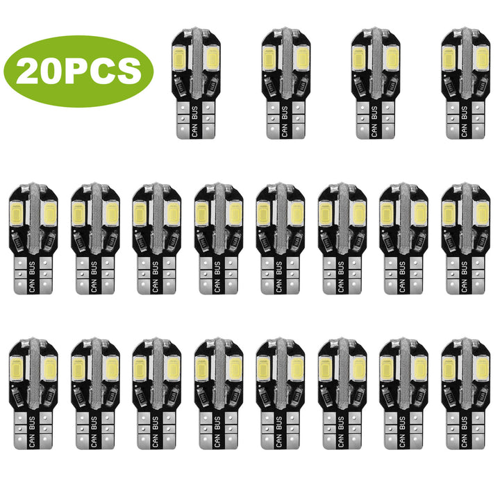20Pcs T10 SMD5730 LED Light Bulbs 6000K Wedge Light Lamps Dome Map License Plate Car Interior Festoon Lights Kits Image 1