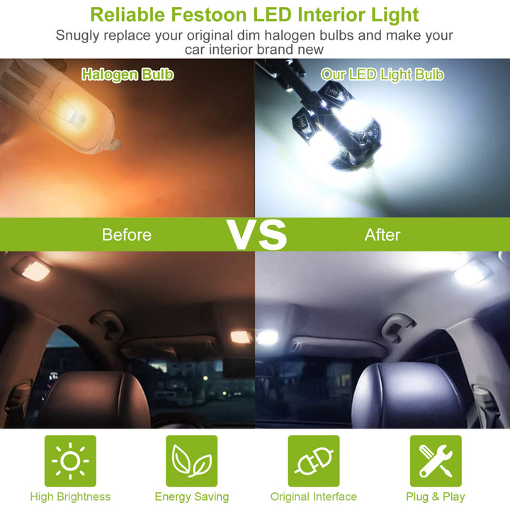 20Pcs T10 SMD5730 LED Light Bulbs 6000K Wedge Light Lamps Dome Map License Plate Car Interior Festoon Lights Kits Image 4