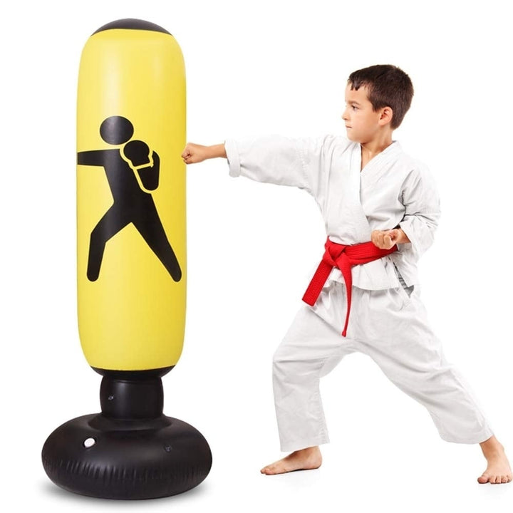 Yellow Inflatable Punching Bag for Kids Boxing Bag for Kids and Adults 63" Free Standing Boxing Bag Image 1