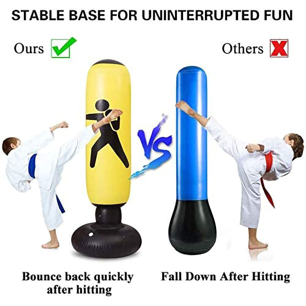 Yellow Inflatable Punching Bag for Kids Boxing Bag for Kids and Adults 63" Free Standing Boxing Bag Image 2