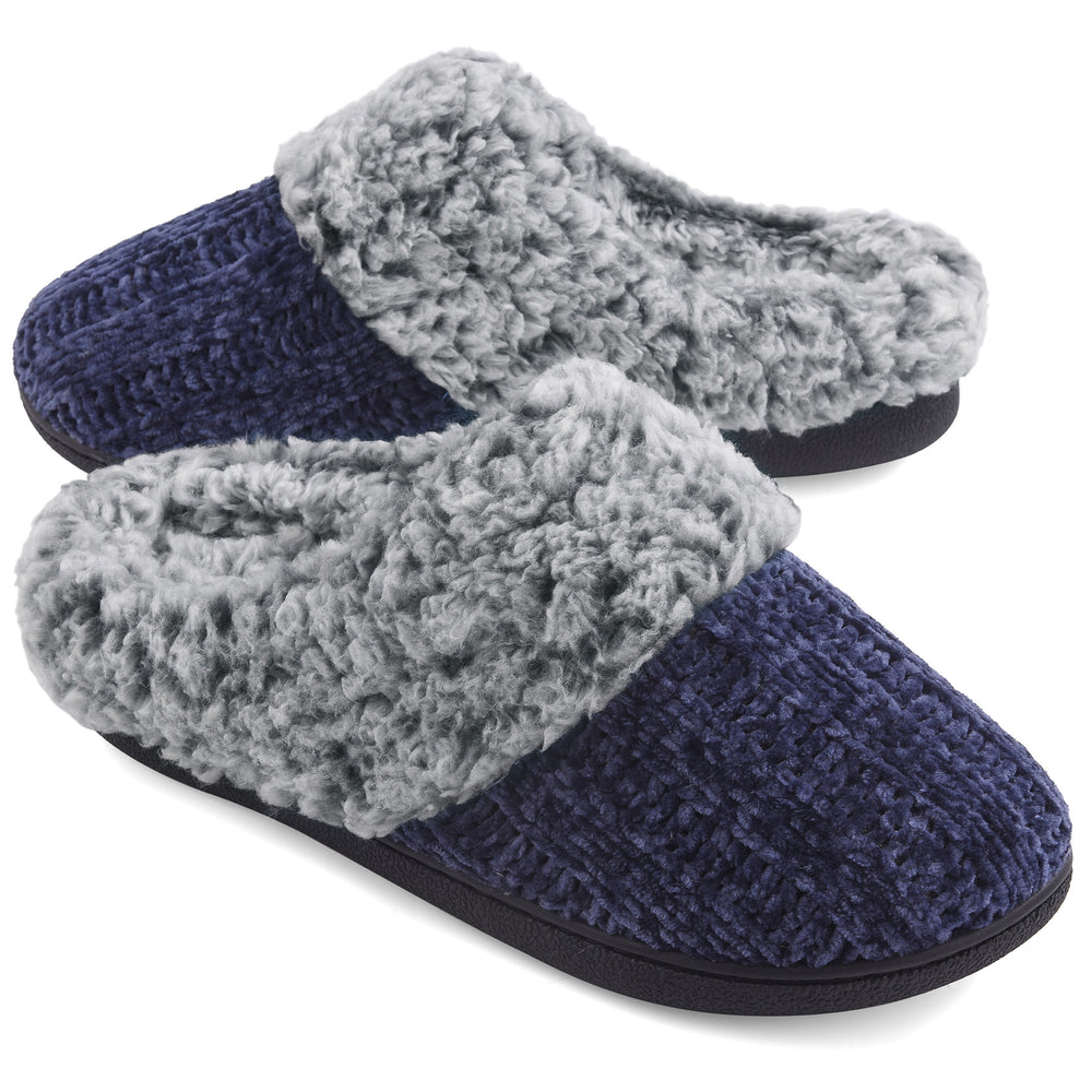 Womens Slippers Chenille Knit Slip-on Soft House Shoes Memory Foam Indoor Outdoor Image 2
