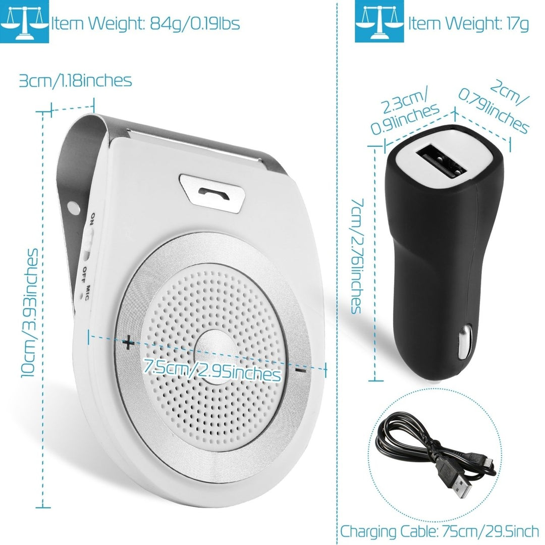 Wireless Car Speakerphone V4.1 Hands-free Calling Music Player Black 3W Image 2