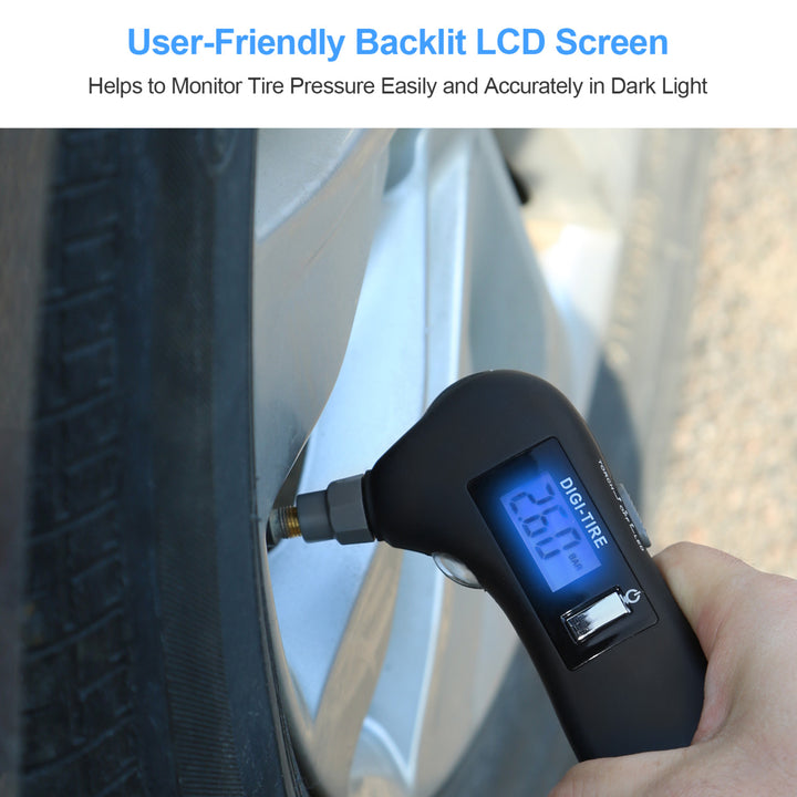 Auto Digital Tire Pressure Gauge 150 PSI 4 Settings LED Flashlight Window Breaker Image 4