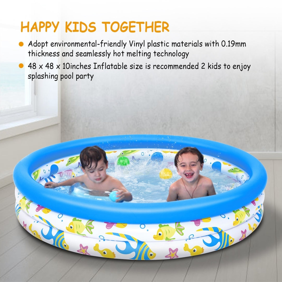 Inflatable Family Pool 48x10in Vinyl Plastic for 2 Kids Summer Water Fun Image 2