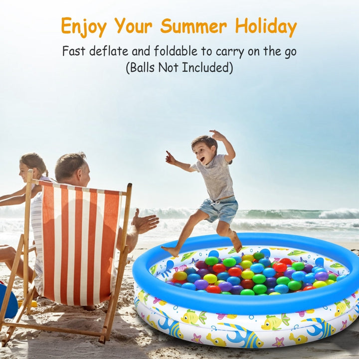 Inflatable Family Pool 48x10in Vinyl Plastic for 2 Kids Summer Water Fun Image 3