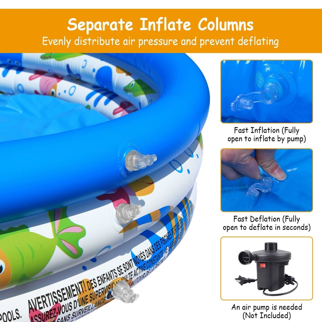 Inflatable Family Pool 48x10in Vinyl Plastic for 2 Kids Summer Water Fun Image 6