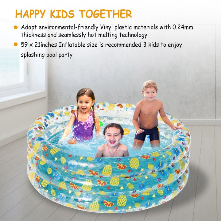 59x21in Inflatable Swimming Pool Blow Up Family Pool For 3 Kids Foldable Swim Ball Pool Center Image 3