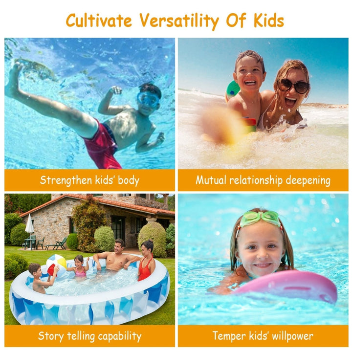 90x60x20in Inflatable Swimming Pool Blow Up Family Pool For Kids Foldable Swim Ball Image 6