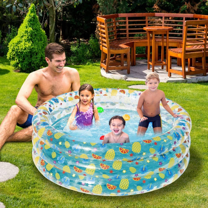 59x21in Inflatable Swimming Pool Blow Up Family Pool For 3 Kids Foldable Swim Ball Pool Center Image 6
