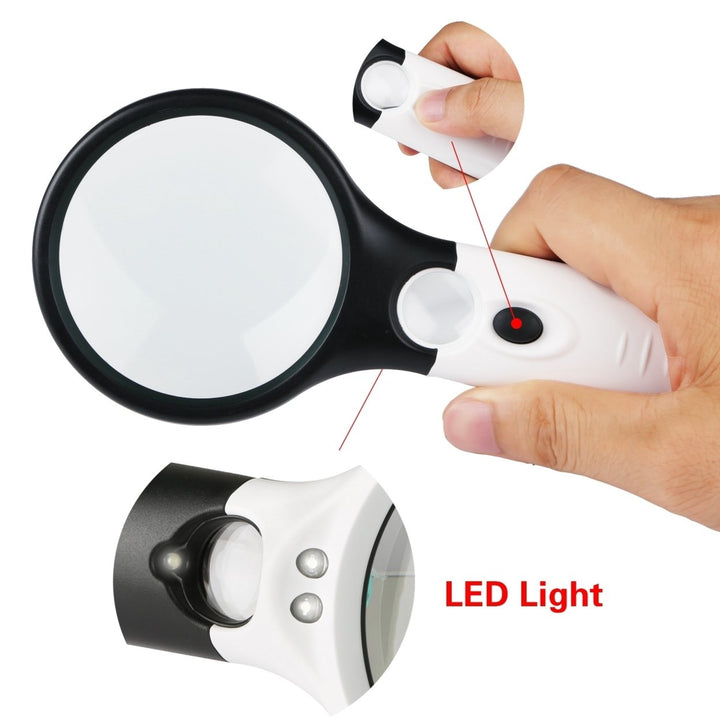 LED Magnifying Glass 45X 3X Handheld with 3 LED Lights Scratch Resistant Lens Image 2